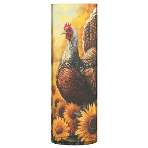 Thanksgiving Day Turkey Sunflowers Plastic Cylinder Vase Translucent Flower Vase Storage Bottle Home Decor for Wedding Party 12 inch Tall