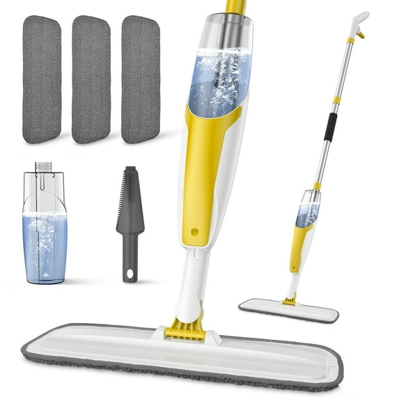 BIMZUC Spray Mop for Floor Cleaning Wet, with 14 oz Refillable Bottle and 3 Washable Microfiber Pads