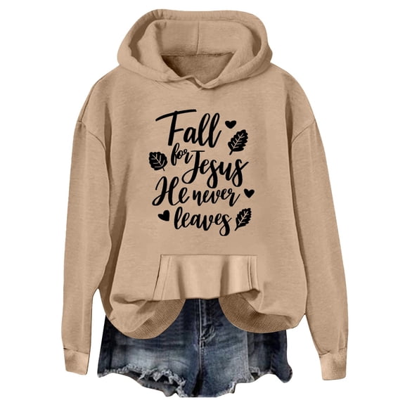 Thanksgiving Day Women's Long Sleeve Letter Printed Hoodie Pullover Sweatshirt Casual Comfortable Drawstring Top with Pocket