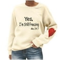 thumbnail image 1 of Thanksgiving Day and Valentine Sweatshirt for Womens Love Heart Grahic Long Sleeve Shirt Casual Valentines Gifts Pullover Tops, 1 of 5