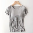 thumbnail image 1 of Thanksgiving Deals For Days Maternity Crew Neck Solid Color Short Sleeve Breast Feeding Pregnant Nursing Women Blouse Tops T-Shirt, 1 of 3