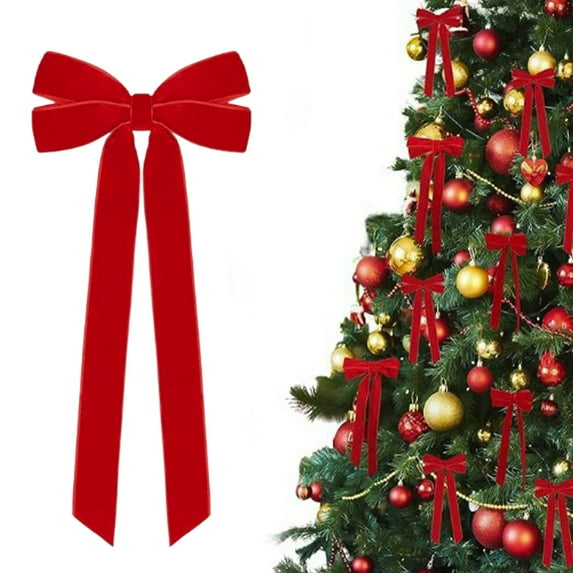 Thanksgiving Decor Velvet Bows Christmas Tree Ornaments Bows for Christmas Tree Garland Wreath Indoor Xmas Decorations