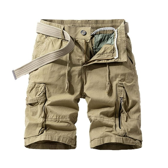 Thanksgiving Decoration Swimming Shorts for Men Ndbuld Men's Plus Size Cargo Shorts Multi-Pockets Relaxed Summer Beach Shorts Pants Khaki 2XL