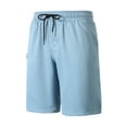 thumbnail image 1 of Thanksgiving Decoration Swimming Shorts for Men Ndbuld Mens Fashion Casual Solid Drawstring Elastic Waist Pockets Short Pants Light Blue M, 1 of 7