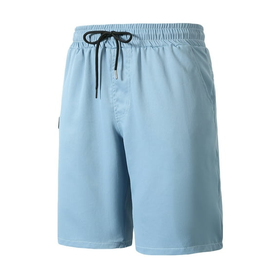 Thanksgiving Decoration Swimming Shorts for Men Ndbuld Mens Fashion Casual Solid Drawstring Elastic Waist Pockets Short Pants Light Blue M