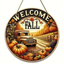 Thanksgiving Decoration Wooden Pumpkin Door Round Decor for Front Door Welcome Sign Wall Signs, Thankful Blessed Grateful Pumpkin Sign Hanging for Fall Autumn Harvest Home Decoration
