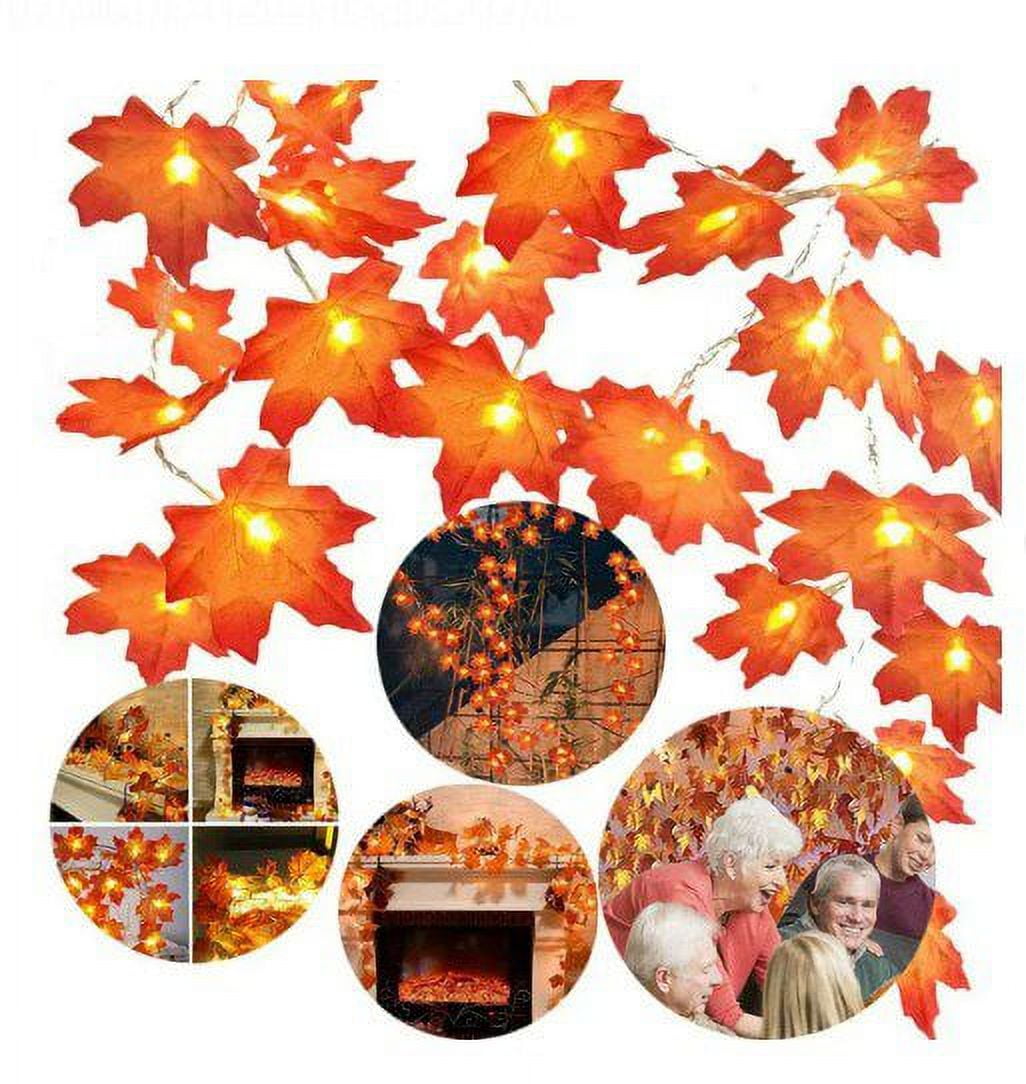 Thanksgiving Decorations Lighted Fall Garland, Maple Leaves String