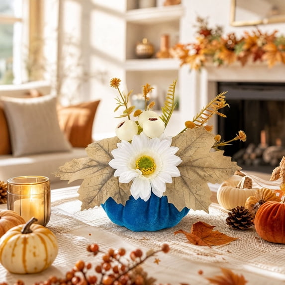 Thanksgiving Decorations Party, Artificial Pumpkin Floral Pick Dahlia Pinecone, Thanksgiving Decorations Indoor, Fall Artificial flowers Decorative, for Thanksgiving Home Decor