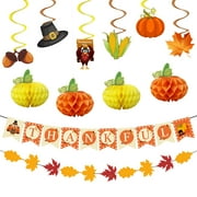 Thanksgiving Decorations Party Supplies Fall Decor Thanksgiving Pre-Assembled Banner Hanging Swirls Ceiling Decor for Indoor Home