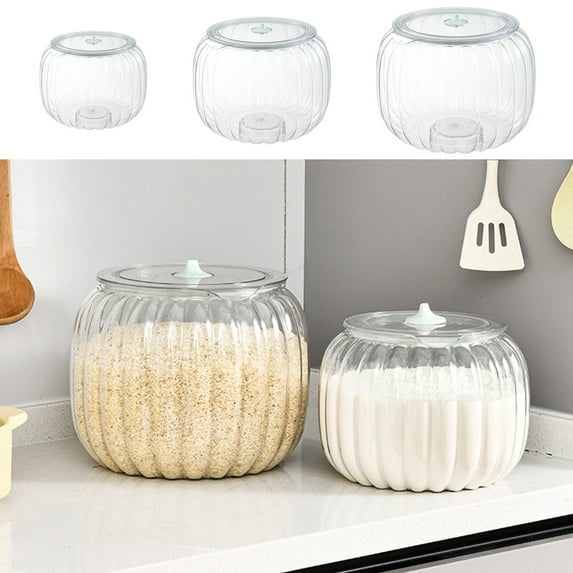 Thanksgiving Decorations Plastic Transparent Pumpkin Sealed Jar Kitchen Rice Bucket Rice Flour Storage Jar Living Room Candy Storage Jar Personalized Storage Boxes