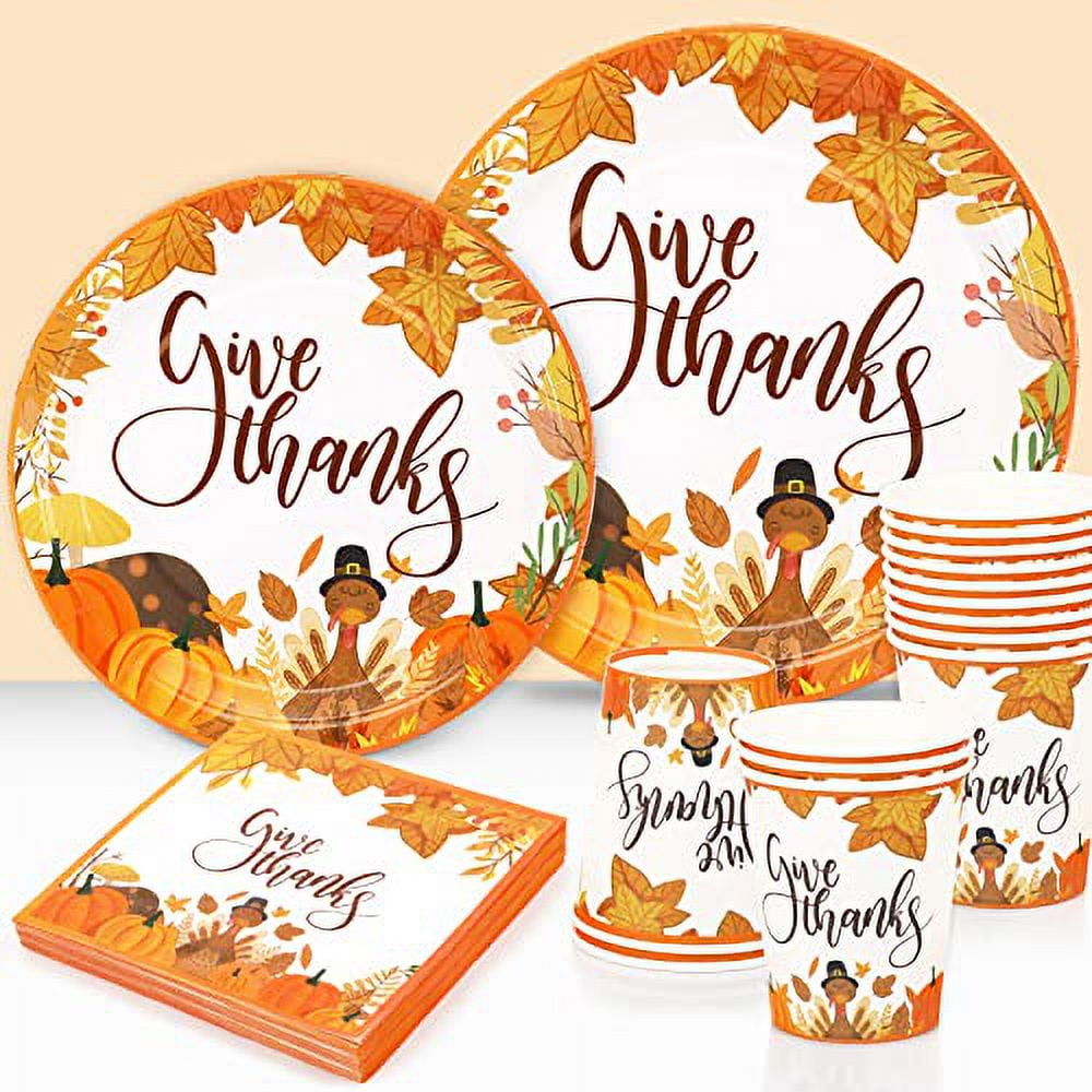 Thanksgiving Decorations Serves 24 Thanksgiving Plates and Napkins Sets
