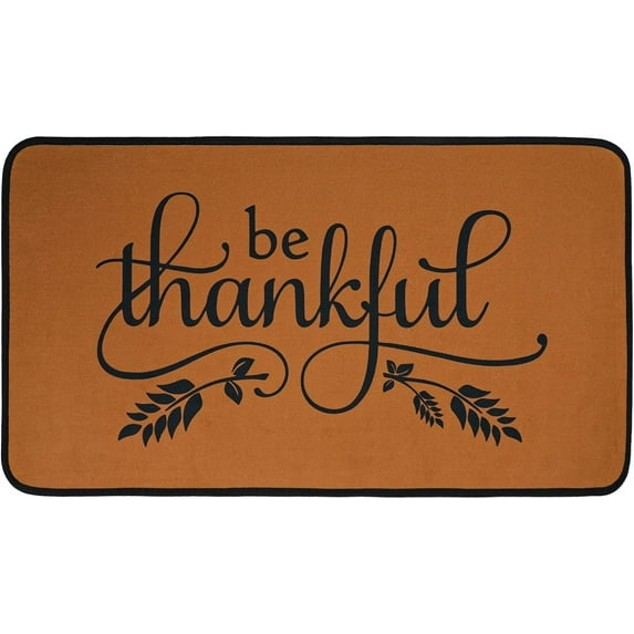 Thanksgiving Decorative Doormat, Non-Slip Be Thankful Thanksgiving Door Mat for Indoor Outdoor Home Decoration, Durable Rug, Low-Profile Funny Mat Entryway Front Porch Farmhouse Decor, 30" x 17"