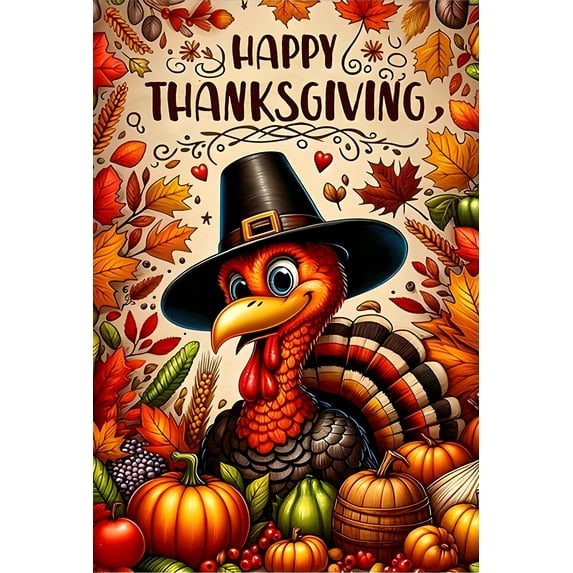 Thanksgiving Diamond Art Painting Kits for Adults Beginners, DIY 5D Full Round Drill Turkey Diamond Painting Kits for Home Decor 12 X 16 Inch