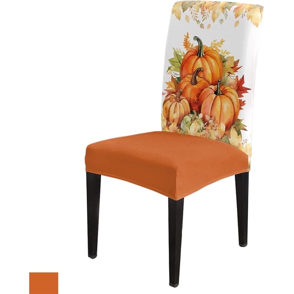 Thanksgiving Dining Chair Slipcover, Pumpkin Maple Leaves Fall Chair Protector Stretch Parsons Chair Covers for Dining Room, Restaurant, Kitchen, Party, Set of 4