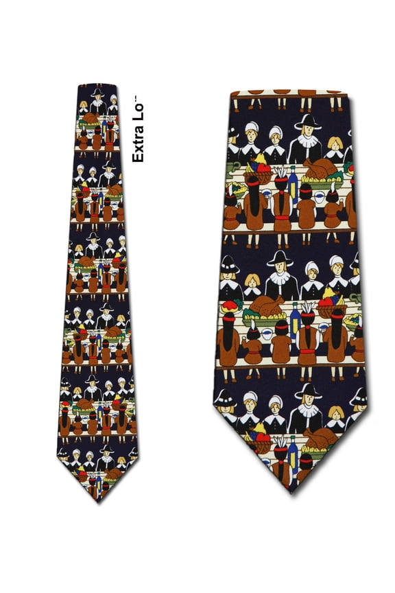 Thanksgiving Dinner Extra Long Necktie Mens Tie by