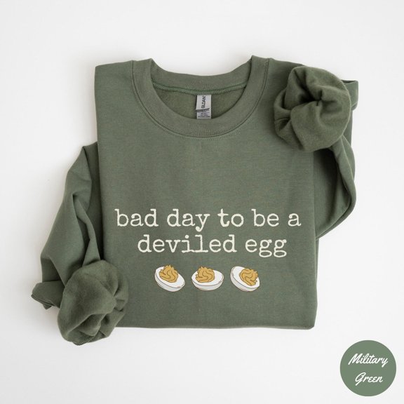 Thanksgiving Dinner Sweatshirt, Bad Day to be a Deviled Egg Shirt, Friendsgiving Crewneck, Food Sweater Tshirt All Size S-5XL
