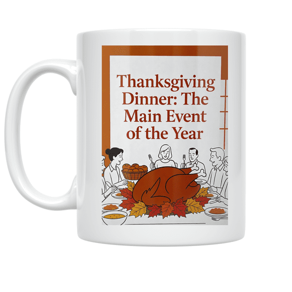 Thanksgiving Dinner: The Main Event of the Year - Family Gatherings - 11 oz Ceramic Coffee Mug