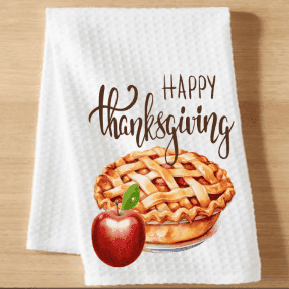 Versatility Apple Pie Kitchen Towel 16x24 Waffle Weave Thanksgiving Decor