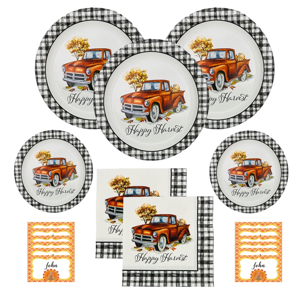Thanksgiving Disposable Dinnerware Set for Your Holiday Party Large Round Dinner Plates