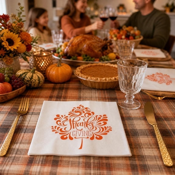 Thanksgiving Disposable Plates and Cups Set with Pumpkin Design, Paper Party Supplies for Fall Festival Dinner, Holiday Tableware for Family Gatherings and Autumn Parties