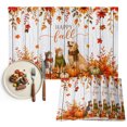 thumbnail image 1 of Thanksgiving Dog Cat Placemats Set of 2, Fall Pumpkin Maple Leaves Wooden Washable Wipeable Table Mats for Dining Tables, Indoor Outdoor Kitchen Place Mats for Holiday Party Table Decor, 1 of 9