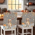 thumbnail image 1 of Thanksgiving Dog Chair Covers Set of 6 Fall Pumpkins Leaves Plaid Texture Chair Back Covers Stretch Removable Washable Slipcovers Protector for Dining Room Kitchen Party Decor, 1 of 5
