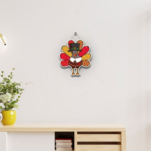 Thanksgiving Door Decor - Cute Turkey Hanging Wreath for Porch, Fall & Autumn Welcome Sign - Indoor/Outdoor Seasonal Decorations - 1PC Thanksgiving Decoration