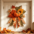 thumbnail image 1 of Thanksgiving Door Decor, DIY Quilted Door Bow Kit, Farmhouse Fabric Wreath with Patchwork Design, Autumn Front Door Decorations, 1 of 9