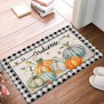 thumbnail image 1 of Thanksgiving Doormat Kitchen Bathroom Rug Floor Door Mat Washable Welcome Entry Way Entrance Mat Absorbent Hallway Accent Throw Runner Carpet Fall Pumpkins Buffalo Plaid Black White 18"x30", 1 of 6