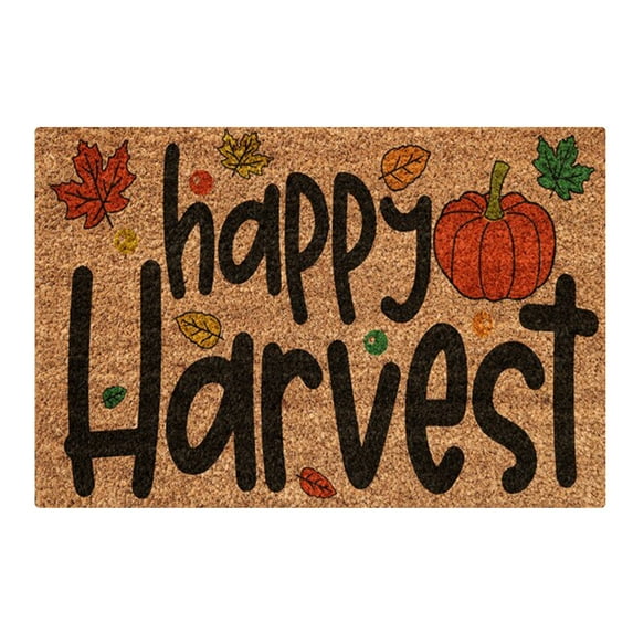 Thanksgiving Doormat Natural Coir Fall Pumpkin Harvest Welcome Floor Mat Rustic Non-Slip Farmhouse Rectangle Entrance Door Rug for Autumn Indoor Outdoor Porch Bathroom, 15.75 x 23.62in