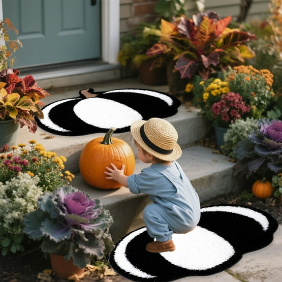 Thanksgiving Doormats Halloween Pumpkin Rugs Pumpkin Shaped Floor Mat Thanksgiving Day Mat Halloween Decorative for Living Bedroom Kitchen Decoration Bath