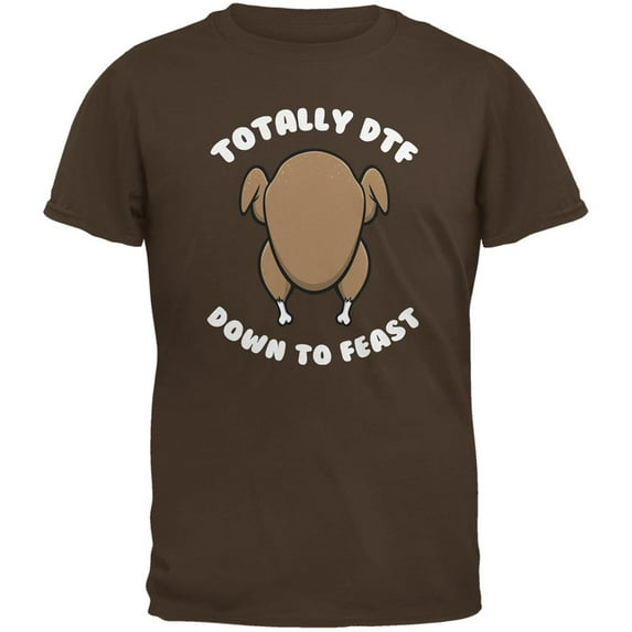 Thanksgiving Down to Feast Brown Adult T-Shirt - Large