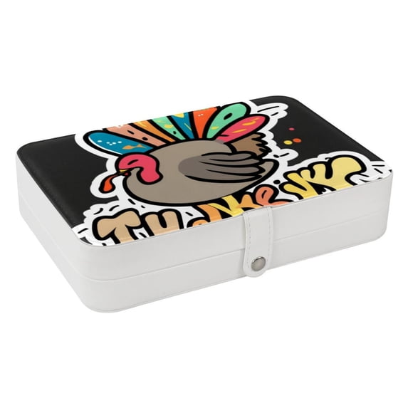 Thanksgiving Elegant PU Leather Earring Organizer Storage Box Decorative Box with Removable Compartment - Portable