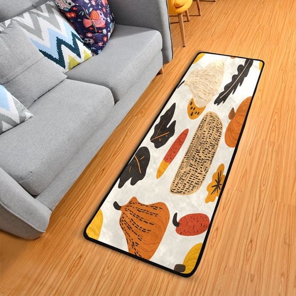Thanksgiving Elements Design Elegant Area Rug 72" x 24" Non-Slip Polyester with Cotton Padding