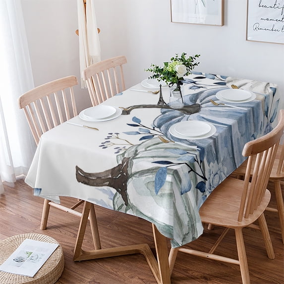 Thanksgiving Eucalyptus Pumpkin Table Cloth Waterproof Dining Tablecloth Kitchen Decorative Party Ta