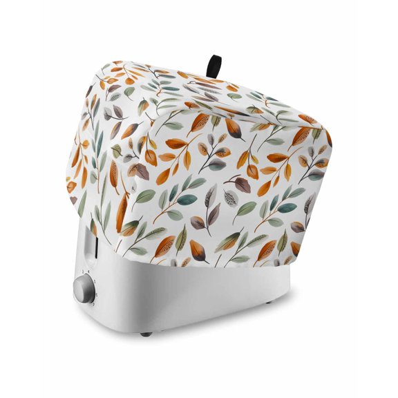 Thanksgiving Eucalyptus Small Toaster Cover 2 Slice, Kitchen Appliance Covers, Fall Leaves Autumn Rustic Plants Toaster Oven Cover with Loop, Bread Machine Cover Polyester Dust Cover Protection
