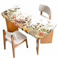 thumbnail image 1 of Thanksgiving Eucalyptus Table Cloths for 4 Foot Rectangle Tables, Autumn Flowers Fall Birds Plants Patio Waterproof Elastic Fitted Tablecloths, Washable Rectangular Table Cover for Camping, 1 of 8