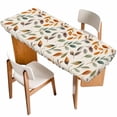 thumbnail image 1 of Thanksgiving Eucalyptus Table Cloths for 8 Foot Rectangle Tables, Fall Leaves Autumn Retro Plants Patio Waterproof Elastic Fitted Tablecloths, Washable Rectangular Table Cover for Camping, 1 of 8