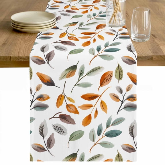 Thanksgiving Eucalyptus Table Runner 48 Inches Long Farmhouse Dress Scarves, Fall Leaves Autumn Rustic Plants Dining Tablerunner for Coffee Table/Kitchen Island/Party Décor, 13" x 48"