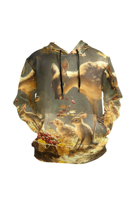 Thanksgiving Fairy Animals Men’s Hoodies Sweatshirt Fleece Jackets Long Sleeve Sweatshirts