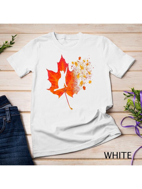 Thanksgiving Fall Cat Lover Leaves Costume Autumn Cute Holiday T-Shirt, Size S-5XL