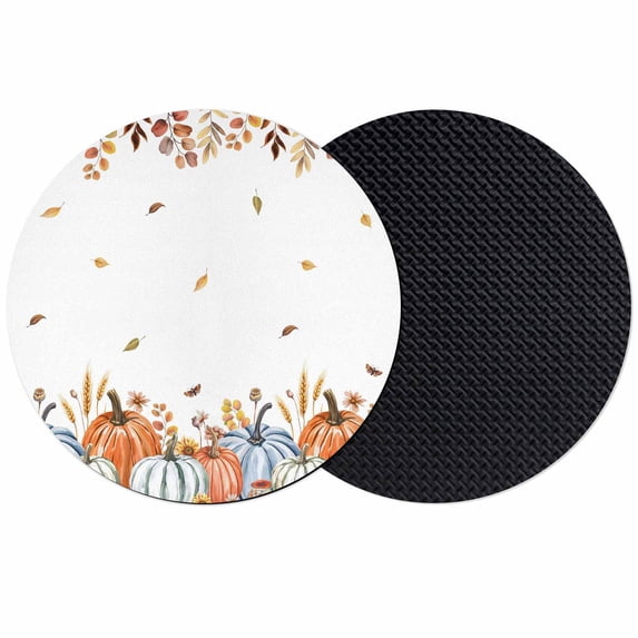 Thanksgiving Fall Coasters Set of 2, Absorbent Coasters for Drinks, Autumn Orange Blue Green Pumpkin Leaf Coaster for Desk Coffee Table Protection, Home Decor House Warming Gifts 4"