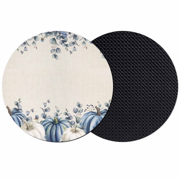 Thanksgiving Fall Coasters Set of 2, Absorbent Coasters for Drinks, Eucalyptus Blue White Harvest Pumpkin Coaster for Desk Coffee Table Protection, Home Decor House Warming Gifts 4"