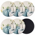 thumbnail image 1 of Thanksgiving Fall Coasters Set of 6, Absorbent Coasters for Drinks, Blue White Pumpkin Leaves Floral Coaster for Desk Coffee Table Protection, Home Decor House Warming Gifts 4", 1 of 8