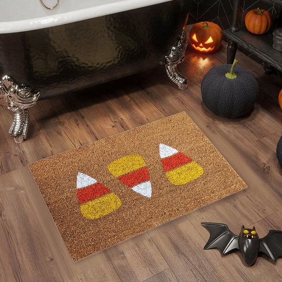 Thanksgiving Fall Coir Floor Mat Non Slip Soft Welcome Doormats Natural Coir Mats Front Door Rugs for Indoor Outdoor Bathroom Porch Decor 23.6x15.7Inch