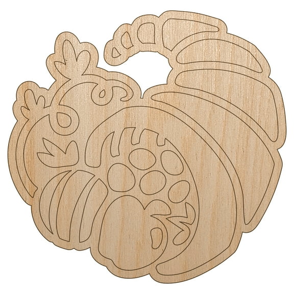 Thanksgiving Fall Cornucopia Wood Shape Unfinished Piece Cutout Craft DIY Projects - 4.70 Inch Size - 1/8 Inch Thick