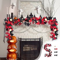 Thanksgiving Fall Decoration for Home 9.84ft Artificial Fall Maple Leaves Fall Leaf Garland Wall Hanging Greenerys Decorative Plants Black Halloween Rattan for Home Wedding Fireplace Christmas