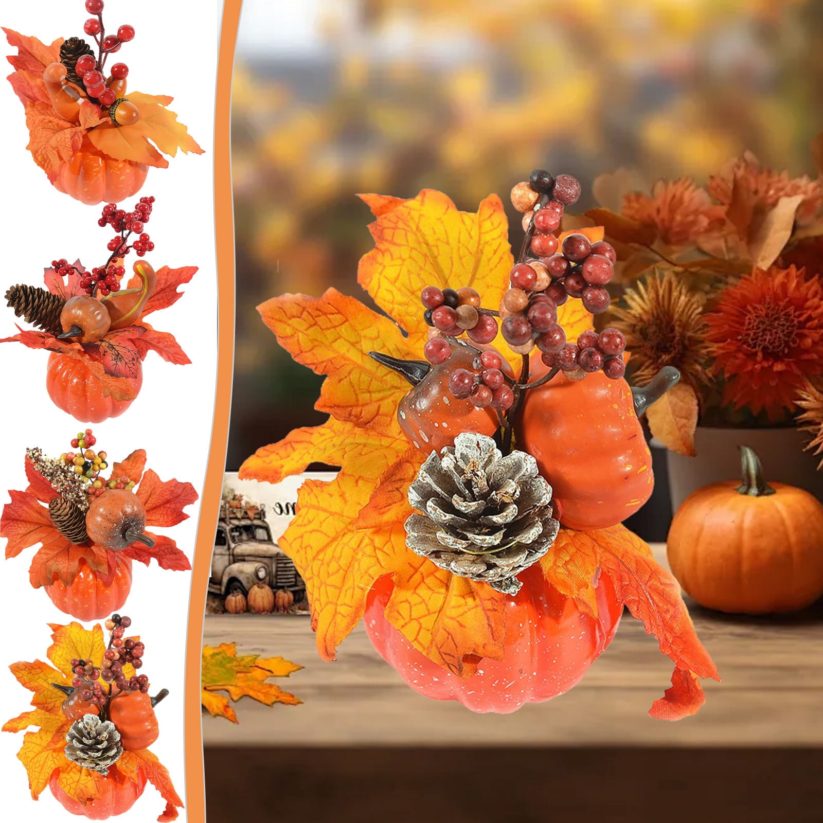 Thanksgiving Fall Decorations for Home Pumpkin Decor Artificial ...