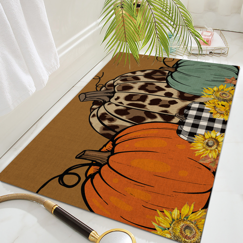 Thanksgiving Fall Doormat, Autumn Indoor Area Rug, Maple Leaf