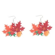 BVGFSAHNE Thanksgiving Fall Earrings Wooden Thanksgiving Fall Drop Dangle Earrings Handmade Turkey Pumpkin Maple Leaf Fall Earrings Thanksgiving Autumn Jewelry Gifts For Women Girls (Earrings)
